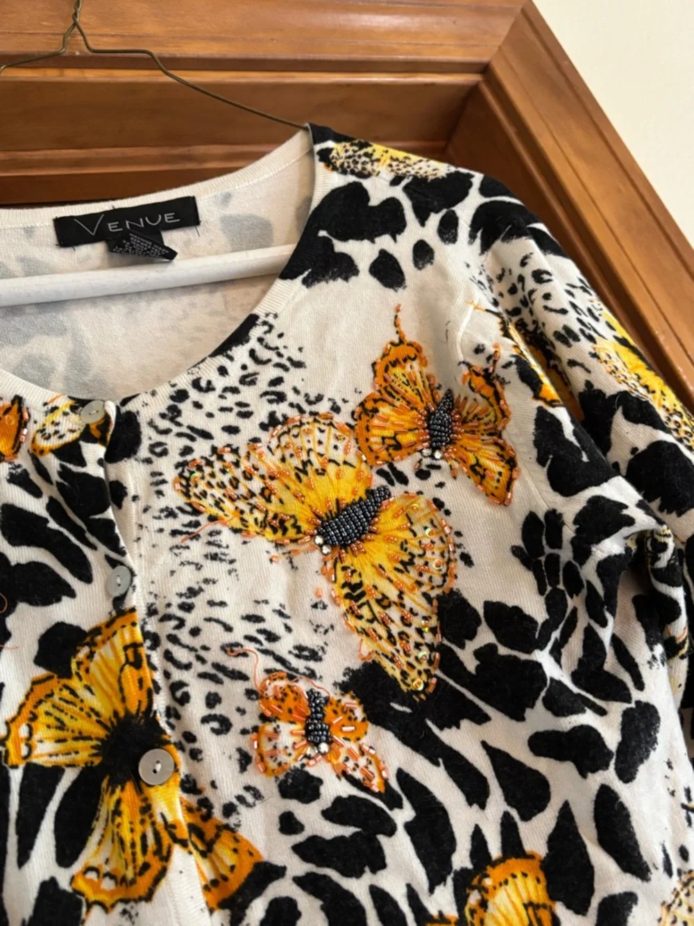 Floral Animal Print Women's cardigan. Butterfly - Picture 13 of 14